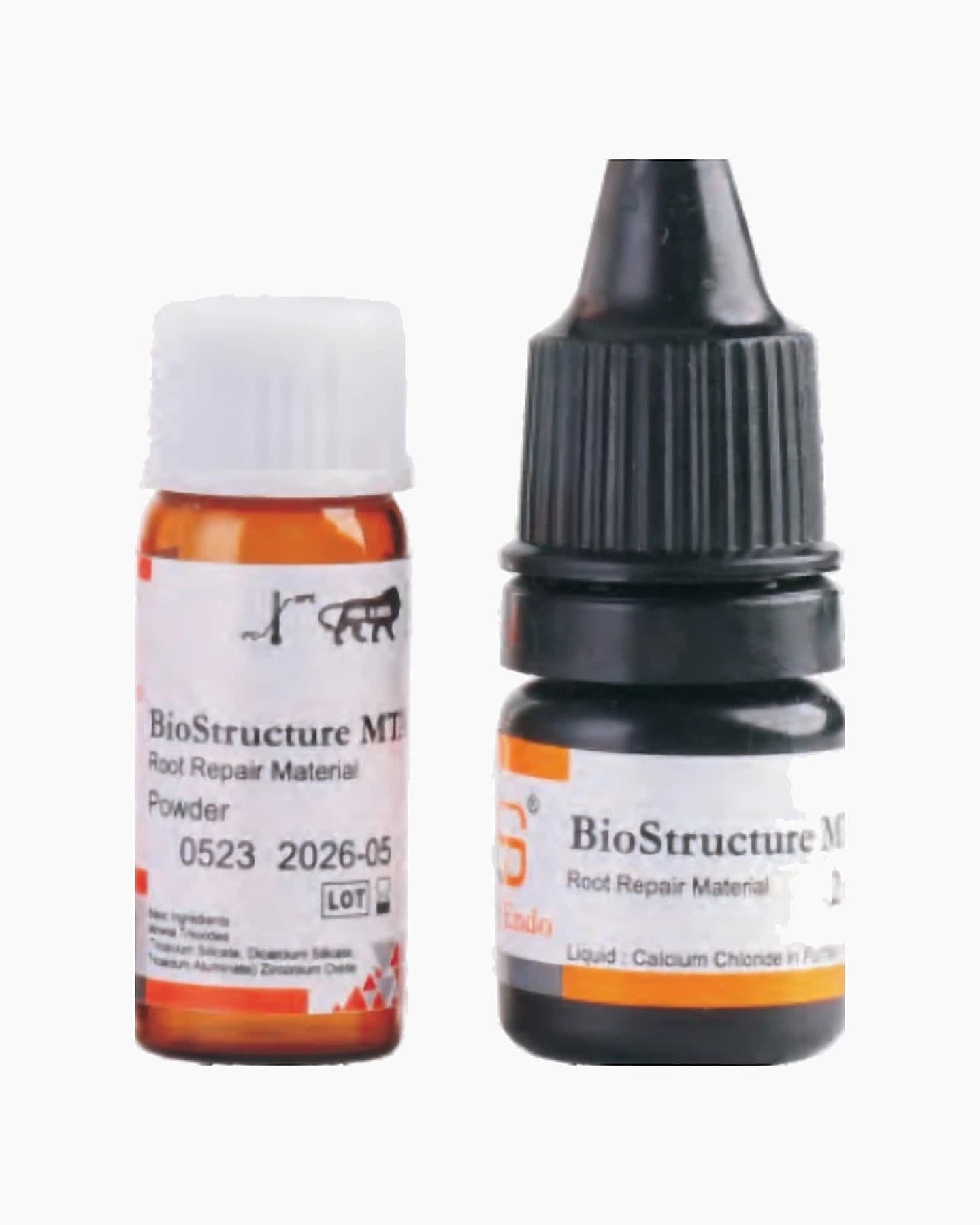BioStructure MTA Root Repair Material 1g Powder + 2mL Liquid – powder and liquid bottles